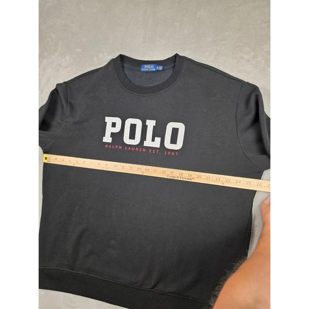 Polo Ralph Lauren Sweatshirt Mens XL Black Graphic Logo Pullover Crewneck Read